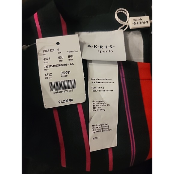 AKRIS PUNTO Dress Women's US 6 / UK 10 Sleeveless Striped Crepe Shift‎ $1290 NWT - Picture 7 of 9